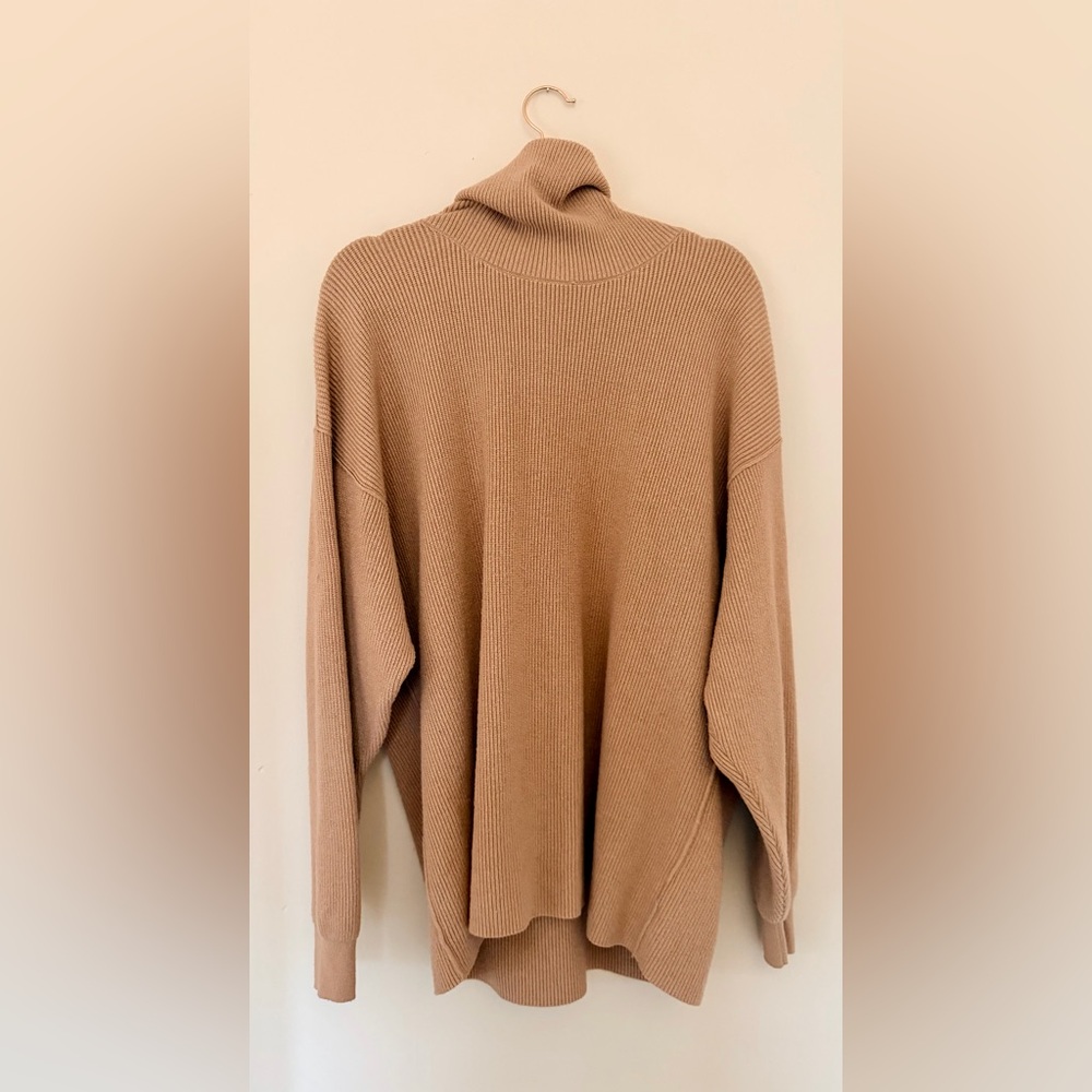 Free People Oversized Ribbed Turtleneck Sweater Blush Pink Size Small - Picture 3 of 7